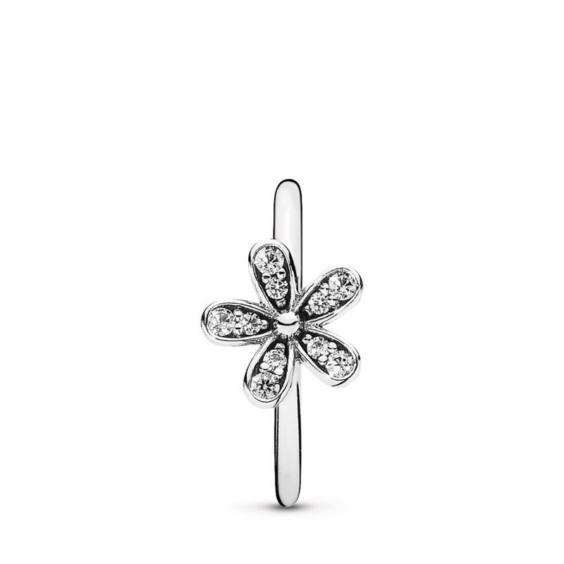 Pandora Dazzling Daisy Stackable Ring Ireland - Sterling Silver/Cubic Zirconia - 428593JQF